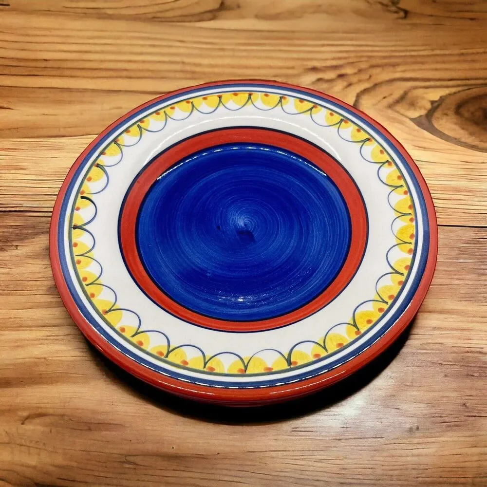 Pier 1 Del Sol Handpainted Earthenware Dessert Salad Plates Set of Three 8 1/2